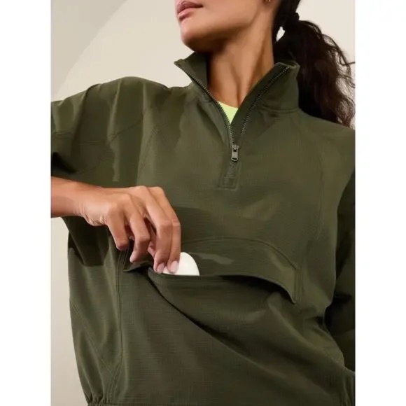 Athleta olive green 'Boundless Popover' jacket - Picture 7 of 11
